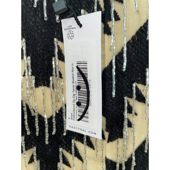 Nasty Gal Womens Embroidered Zig Zag Tassel Beaded Shorts Size 4 (27) - Picture 9 of 10